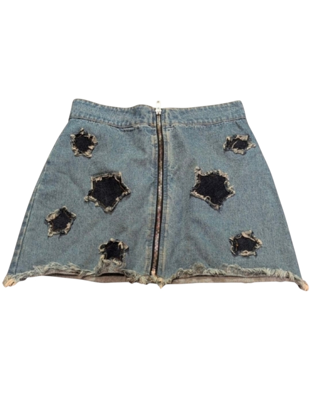 Honey Punch Blue A-Line Jean Mini Skirt with Cut Out Size S